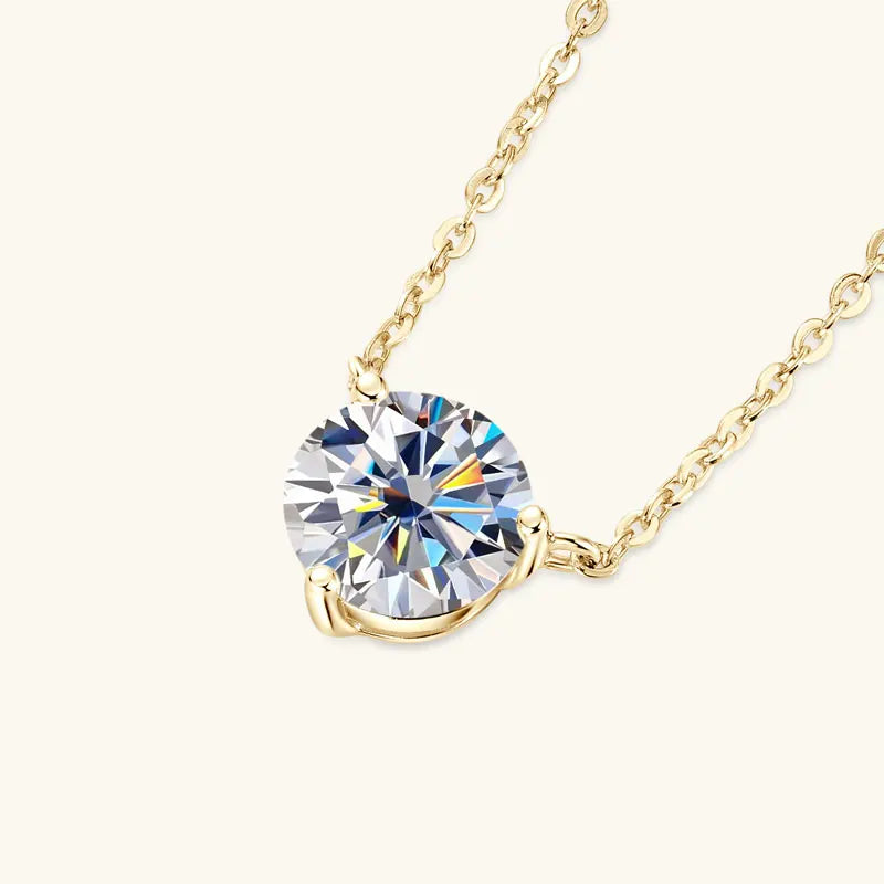 925 Sterling Silver Moissanite Pendant Necklace, D Color 1ct / 1.5ct / 2.0ct Three-Claw Solitaire Design – Melisande