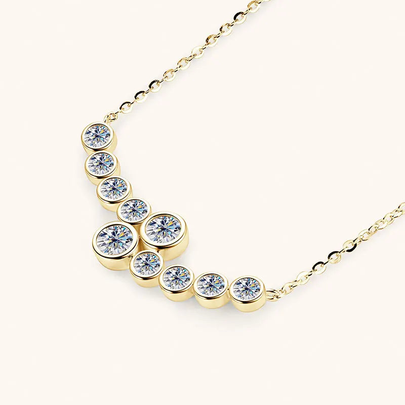 4mm & 3mm Bubble Moissanite Curved Pendant Necklace, 925 Sterling Silver French Collar Design – Women’s Fine Jewelry – Melisande