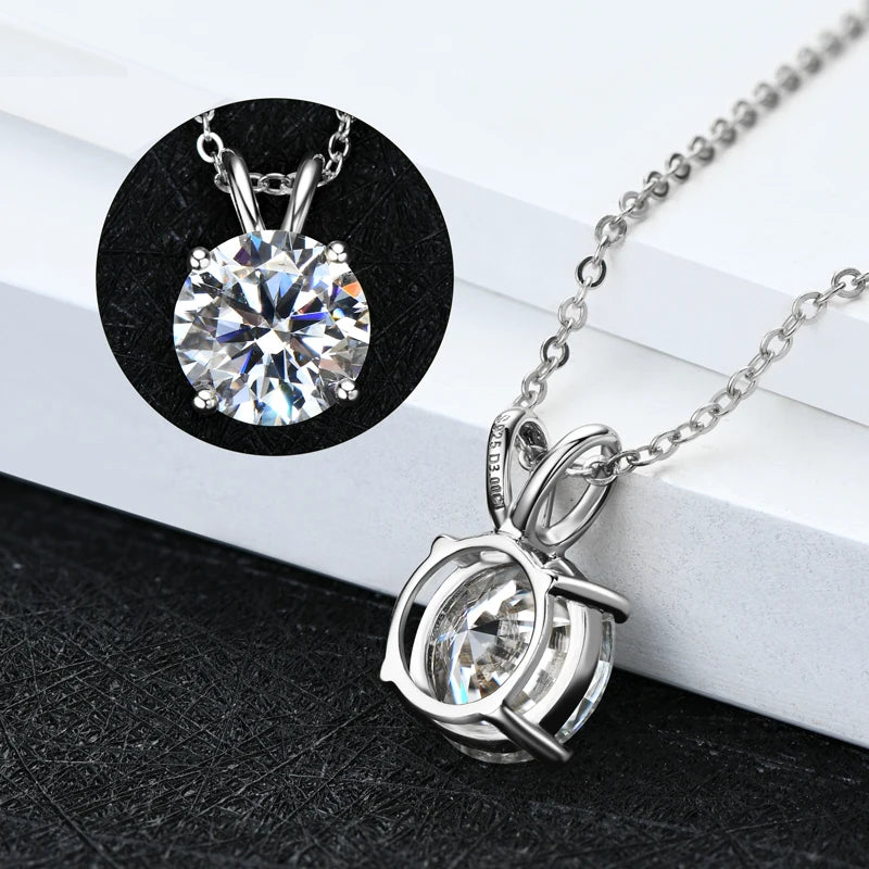 Moissanite Pendant Necklace – 925 Sterling Silver Rose Gold Plated 1.0ct D Color Jewelry Gift | Melisande