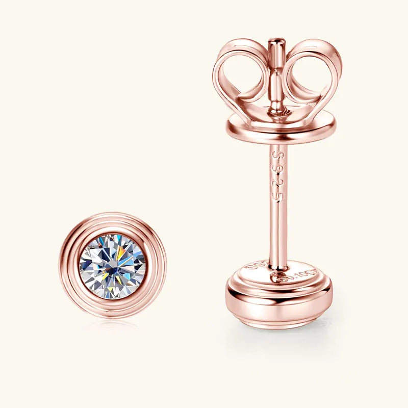 3mm D Color Bezel Moissanite Earrings – 925 Sterling Silver Unisex Mini Studs for Couples | Melisande