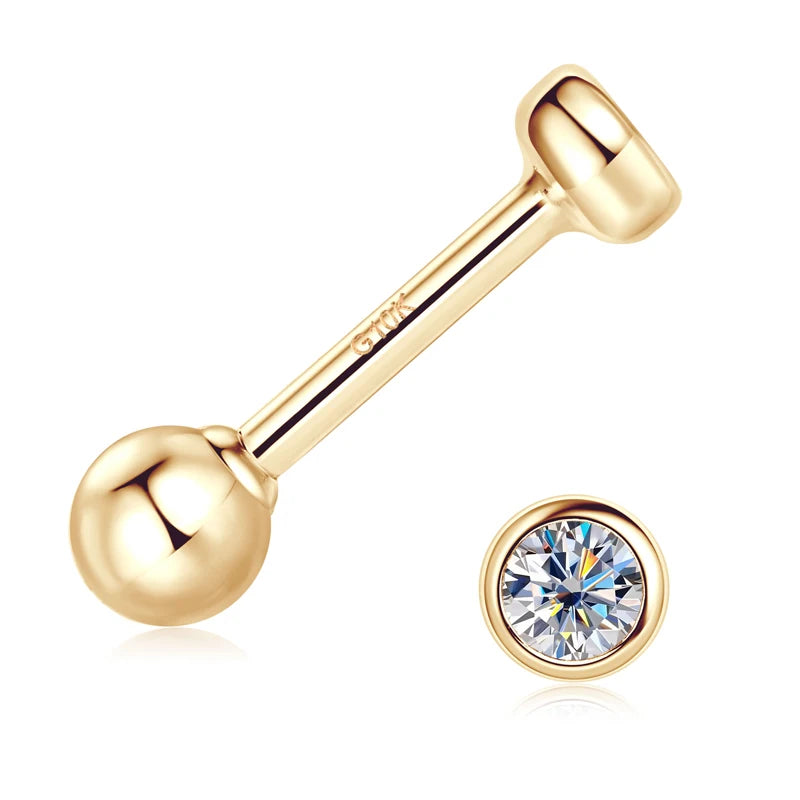 10K Real Gold 2.1mm D Moissanite Studs Mini Earrings Yellow Gold Simple Wedding Jewelry for Women Men Couple Bezel Lab Diamond