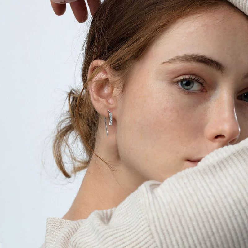 Stylish U-Shaped Moissanite Earrings – 925 Sterling Silver Piercing Hanging Jewelry for Women | Melisande