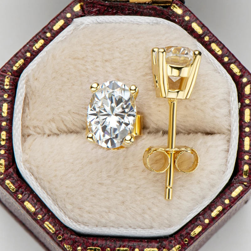 Oval Cut D Color Moissanite Jewelry Set, Real 925 Sterling Silver Pendant Necklace & Stud Earrings – Melisande