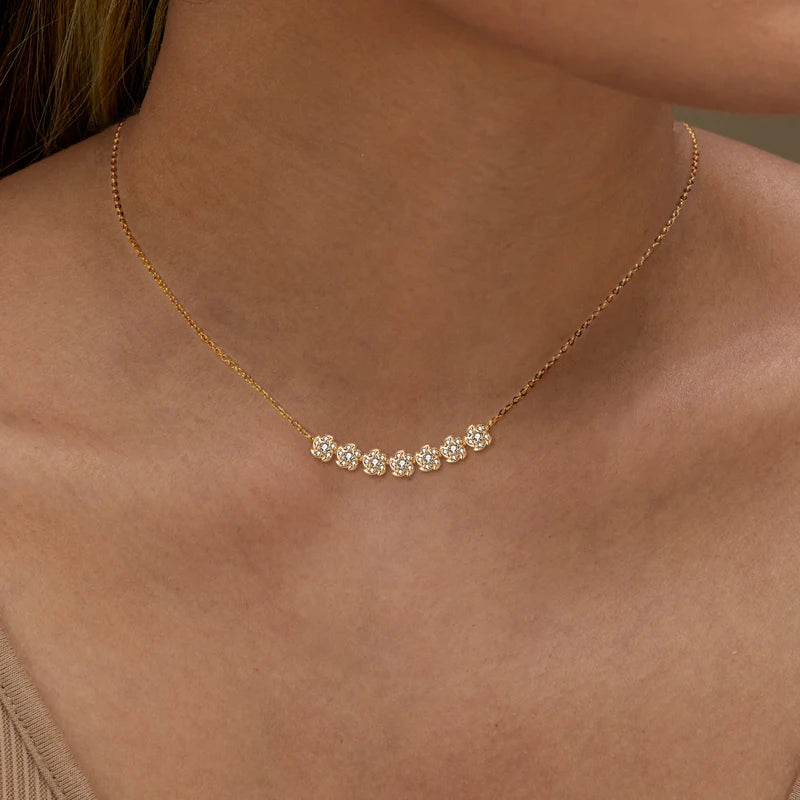 925 Sterling Silver Gerbera Flower Pendant Necklace, 2mm & 1.2mm Moissanite Stones, Fashion Jewelry – Melisande