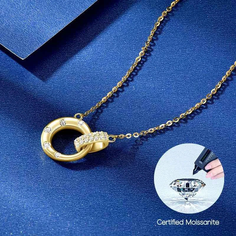 MobiusGlow™ Moissanite Double-Ring Pendant Necklace — Eternal Motion