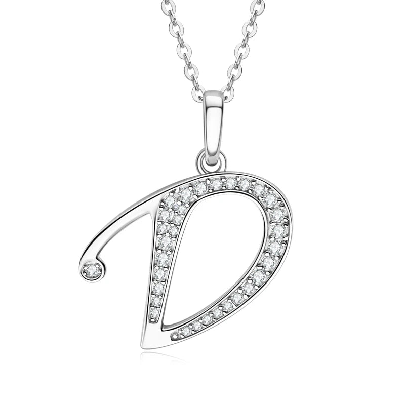 26 Letter Initial Moissanite Name Necklace, Real 925 Sterling Silver Personalized Pendant for Women & Men – Melisande