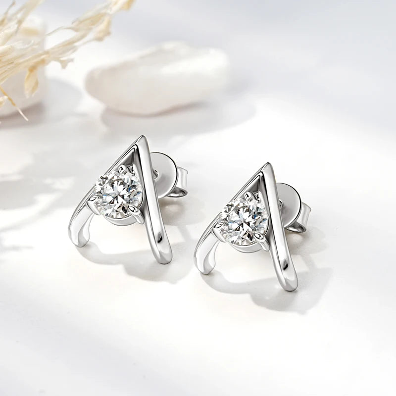 5mm D Color Moissanit5mm D Color Moissanite Triangle Earrings – 925 Sterling Silver 0.5ct Round-Cut Stud Jewelry for Women | Melisande