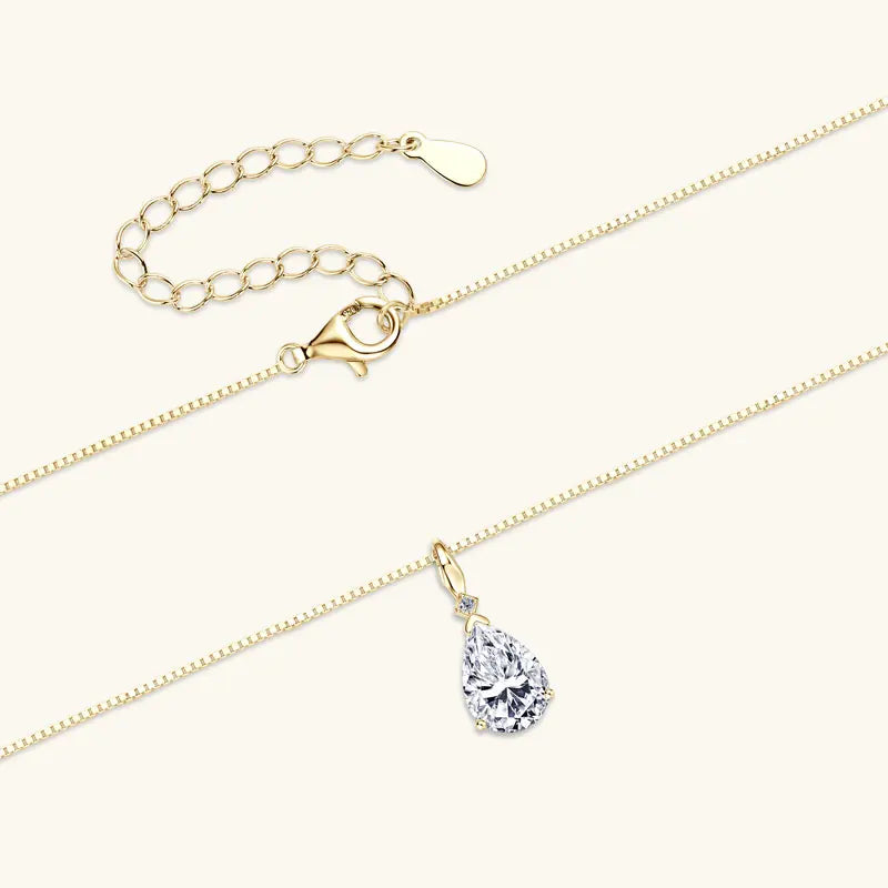 4ct / 2ct / 1.5ct Pear Cut D Color Moissanite Waterdrop Pendant Necklace,  – Melisande
