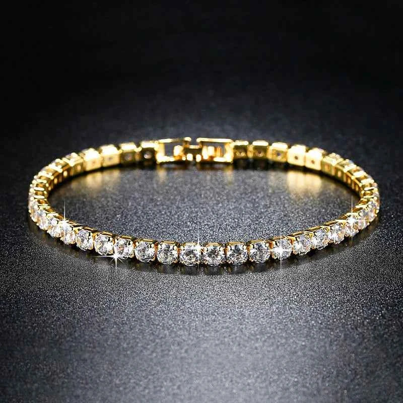 Anziw 3mm D Color VVS1 Moissanite Bracelet Original Certified 925 Silver Tennis Bracelets 18k Gold Plated for Women Man Jewelry