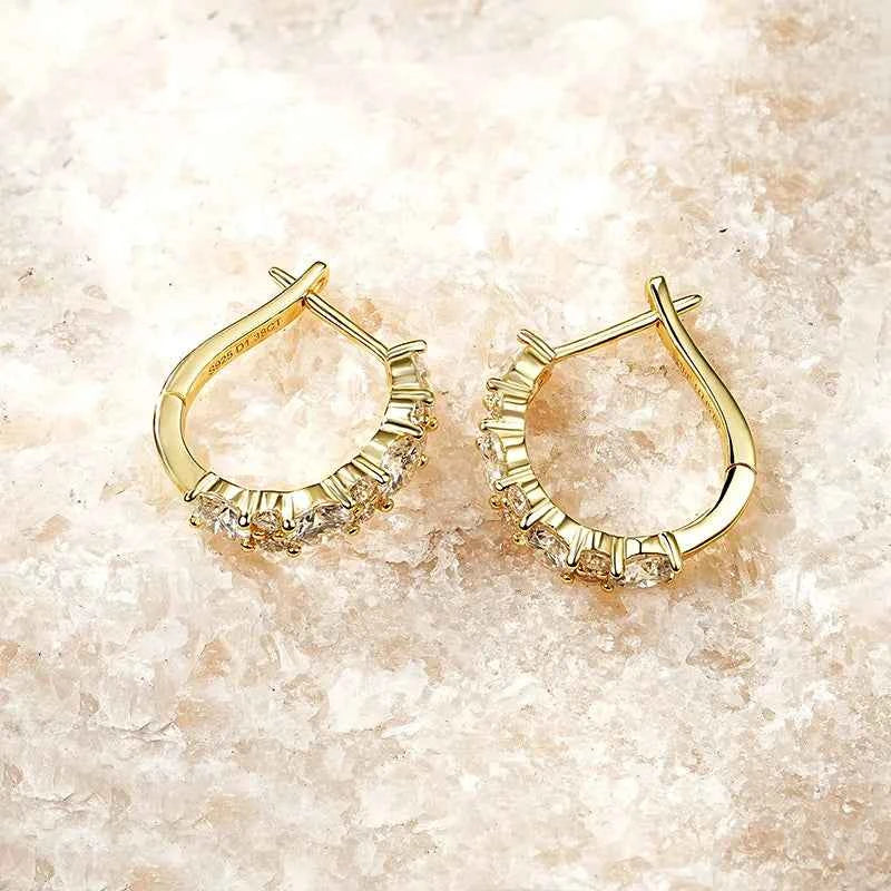 Moissanite U-Shape Hoop Earrings – 925 Sterling Silver VVS1 Certified 2.76cttw | Melisande