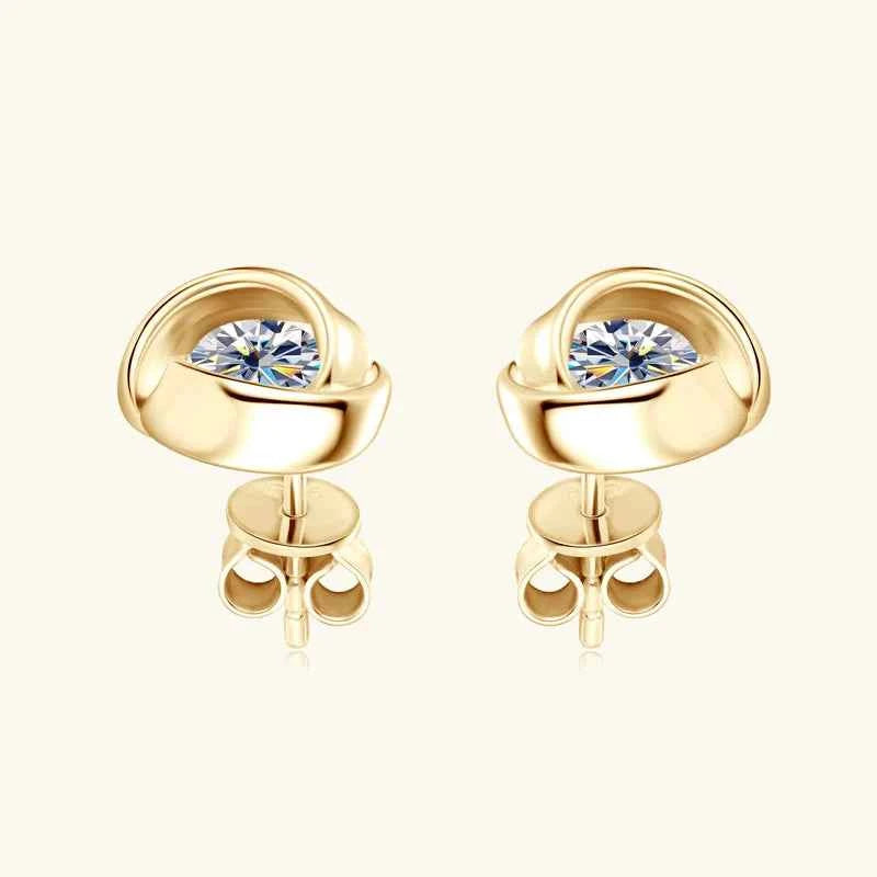5mm 0.5ct D Color Moissanite Flower Stud Earrings, 14K Gold Plated 925 Sterling Silver – Unisex Design – Melisande