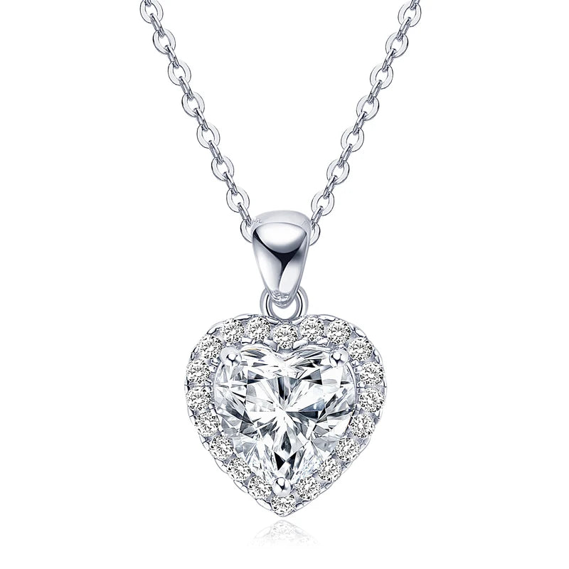 Heart Moissanite Pendant Necklace – 925 Sterling Silver – 2ct Certified Stone – Women’s Romantic Fine Jewelry | Melisande