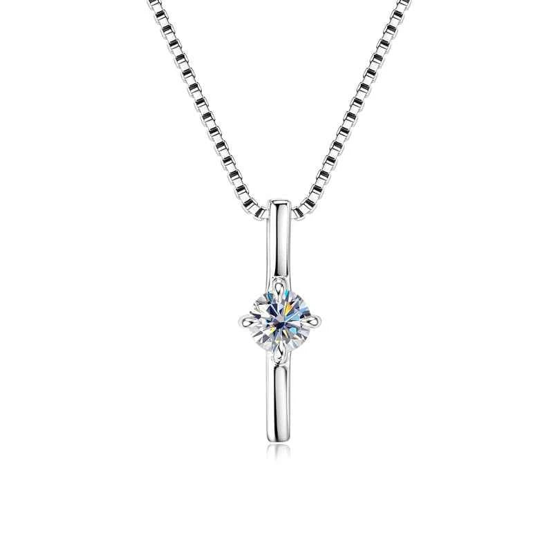 Anziw 4mm 0.30ct D Moissanite Dash Pendant Necklace for Women 925 Silver Adjustable Chain Fashion Simple Jewelry 2025 New Gift