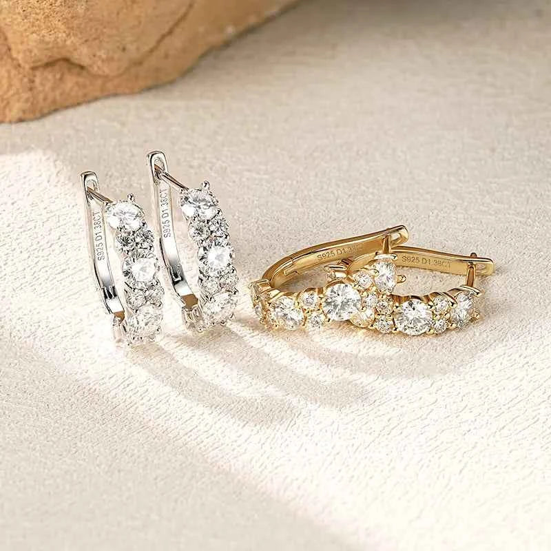 Moissanite U-Shape Hoop Earrings – 925 Sterling Silver VVS1 Certified 2.76cttw | Melisande