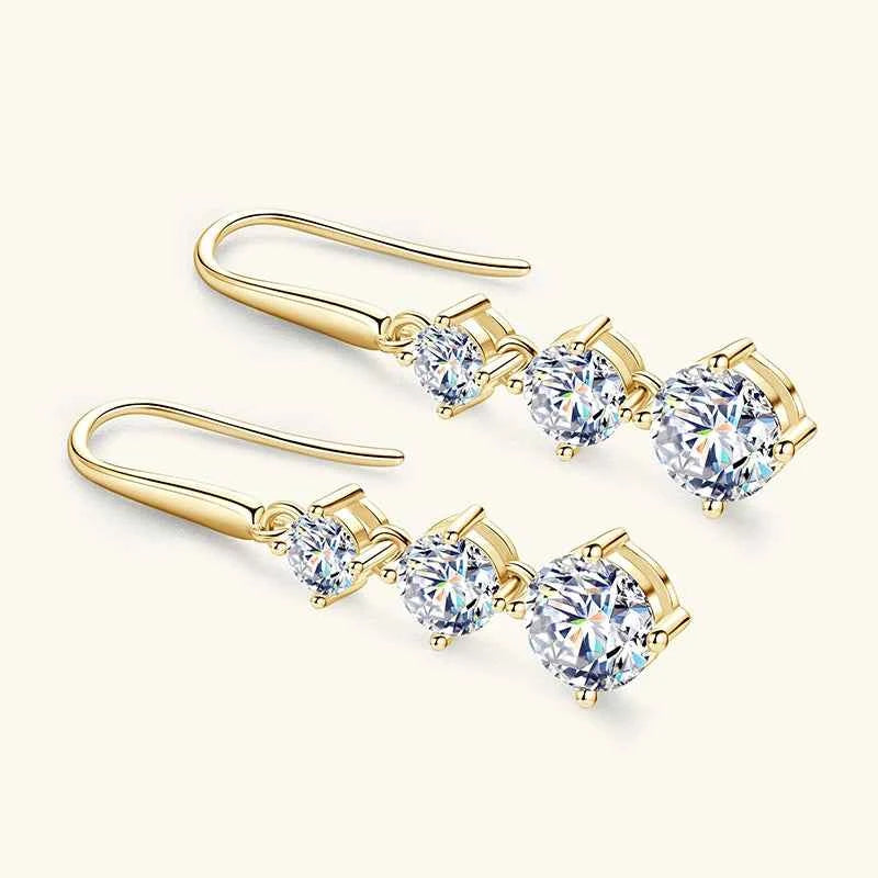 3.60cttw D VVS1 Moissanite Drop Hook Earrings, 925 Sterling Silver Sparkling Design – Melisande