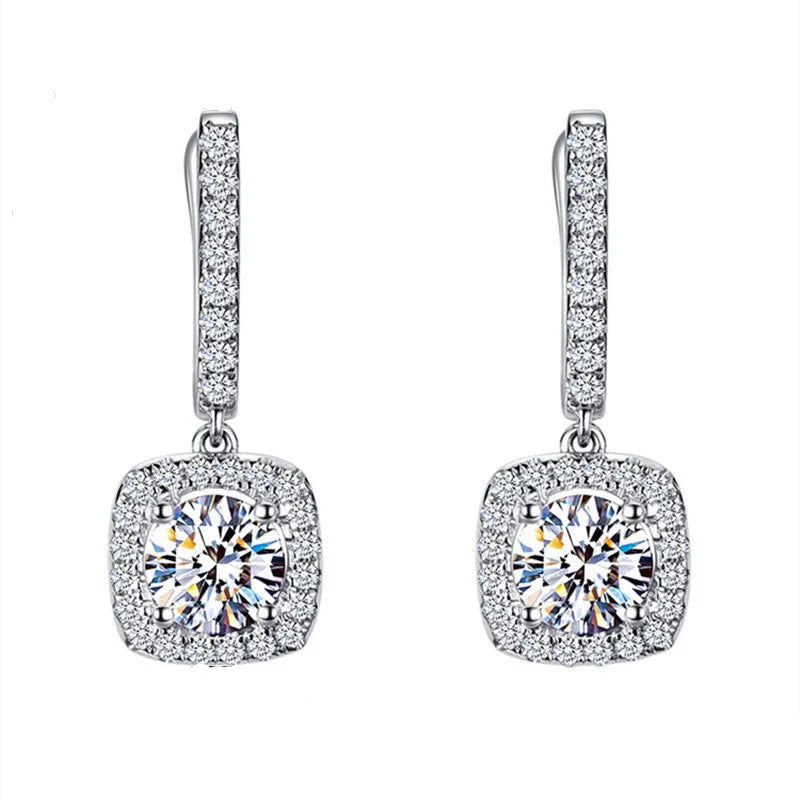 Moissanite Halo Circle Earrings – 925 Sterling Silver 1.3mm Round Studs 2024 Women’s Fine Jewelry | Melisande