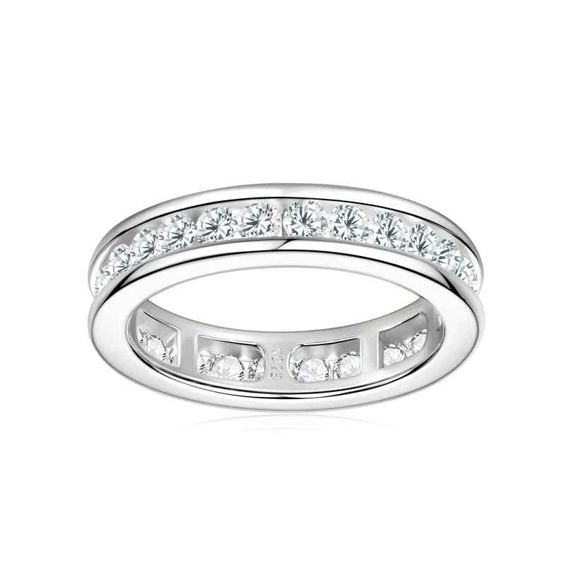 Moissanite Eternity Band Ring – 925 Sterling Silver 2.5mm Wedding & Engagement | Melisande
