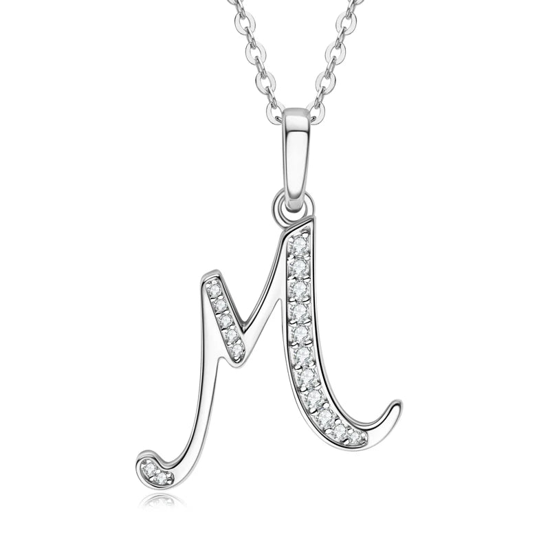 26 Letter Initial Moissanite Name Necklace, Real 925 Sterling Silver Personalized Pendant for Women & Men – Melisande