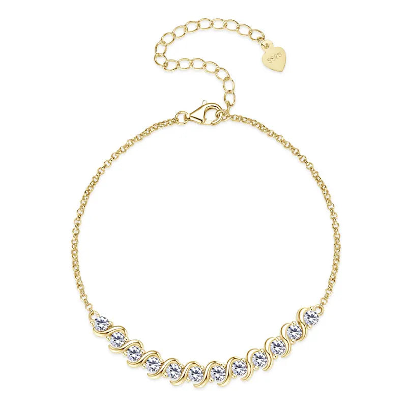 3mm D Color Moissanite Infinity Bracelet, 925 Sterling Silver Adjustable Chain – Melisande