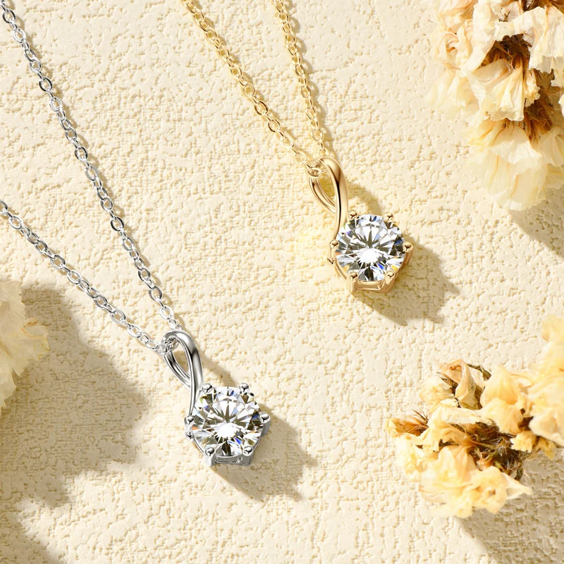 1ct Moissanite Infinity Pendant Necklace – 925 Sterling Silver Certified Drop Jewelry for Women | Melisande