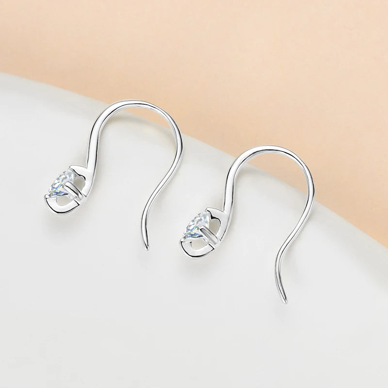 Moissanite Drop Hook Earrings – 925 Sterling Silver 4mm Round | Melisande