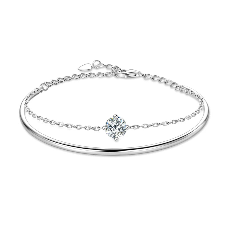 Double Layer 6.5mm D Color Moissanite Bracelet Bangle Cuff,  Bilayer Design –– Melisande
