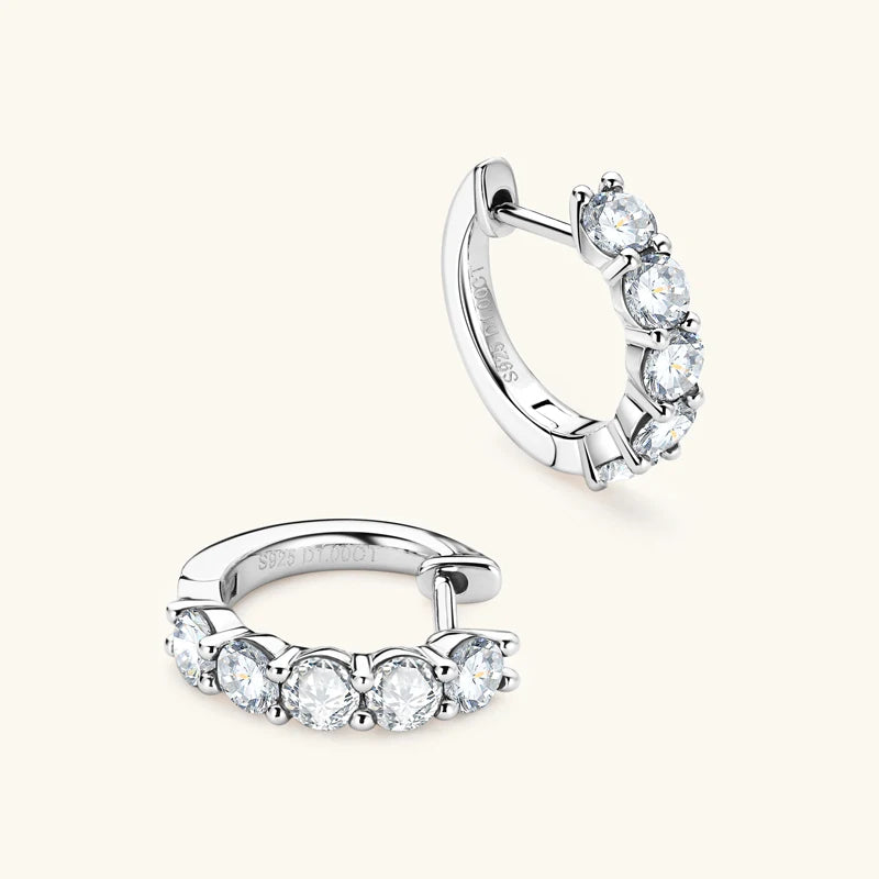 14K Gold Plated Moissanite Hoop Earrings, 3.5mm D Color Stones, 925 Sterling Silver Huggie Design – Women’s Fine Jewelry – Melisande