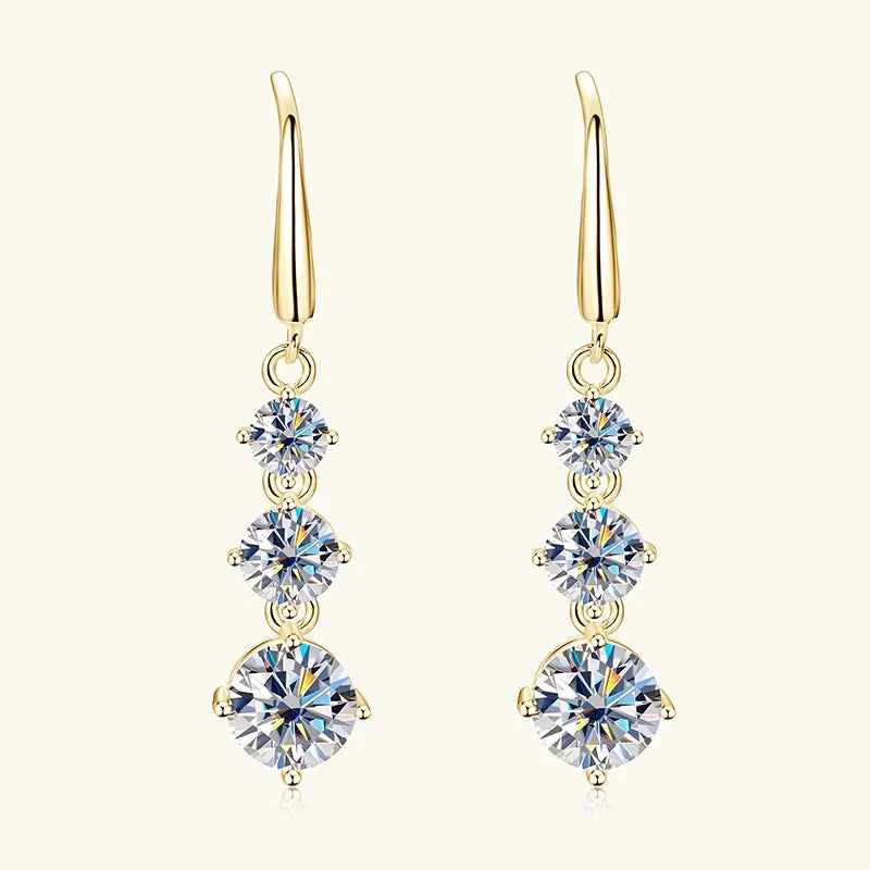 3.60cttw D VVS1 Moissanite Drop Hook Earrings, 925 Sterling Silver Sparkling Design – Melisande