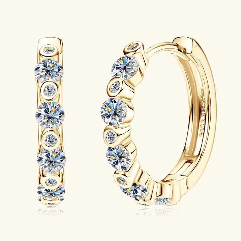 D0.57ct 1.3mm D Color Moissanite Hoop Earrings, 925 Sterling Silver Classic Design – Melisande