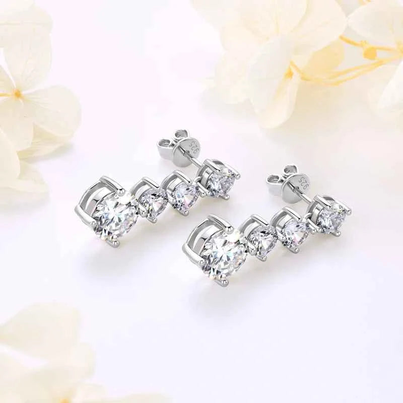 Certified 1CT 2CT Moissanite Earrings Long Drop Earrings Dangle Piercing Ear Wedding Jewelry Original 925 Silver for Women Gift