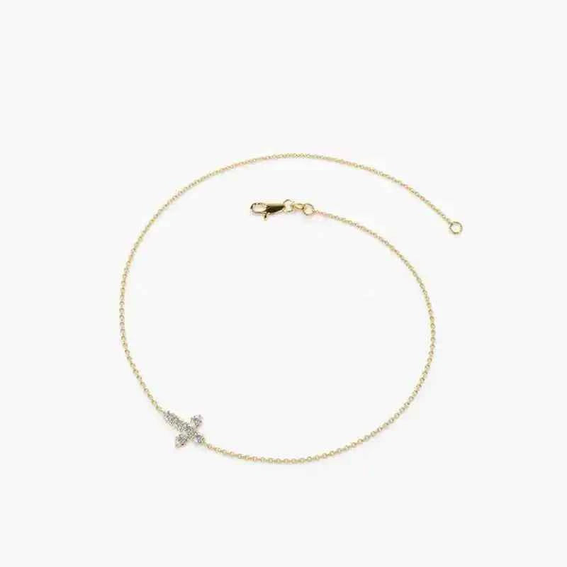 Cross Bracelet – 925 Sterling Silver 2.5mm D Certified Moissanite Adjustable Chain | Melisande