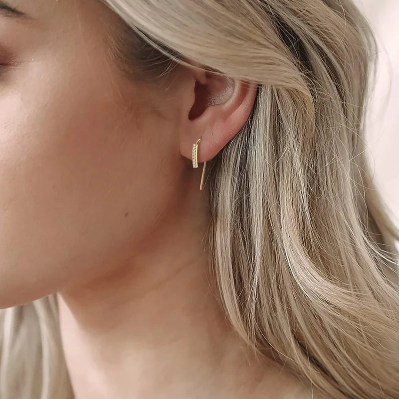 Stylish U-Shaped Moissanite Earrings – 925 Sterling Silver Piercing Hanging Jewelry for Women | Melisande