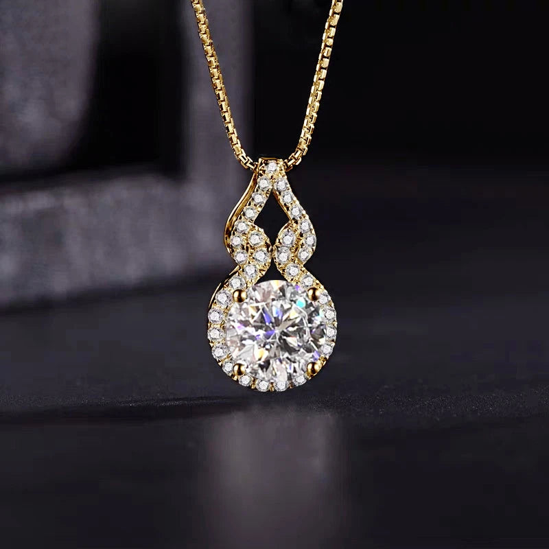 Gourd-Shaped Moissanite Pendant Necklace, 3ct / 2ct / 1ct D Color Stones, 925 Sterling Silver Adjustable Chain  – Melisande