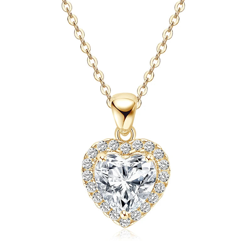 Heart Moissanite Pendant Necklace – 925 Sterling Silver – 2ct Certified Stone – Women’s Romantic Fine Jewelry | Melisande