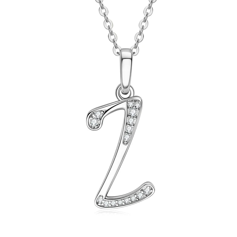 26 Letter Initial Moissanite Name Necklace, Real 925 Sterling Silver Personalized Pendant for Women & Men – Melisande