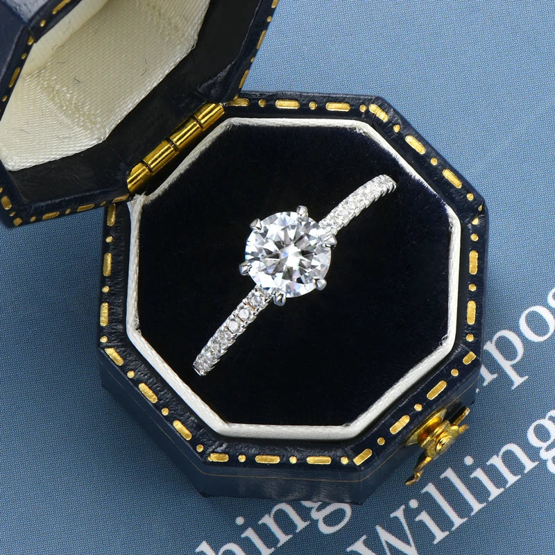 Timeless 1.0ct D Color Moissanite Ring – 925 Sterling Silver Certified Wedding Band for Women | Melisande