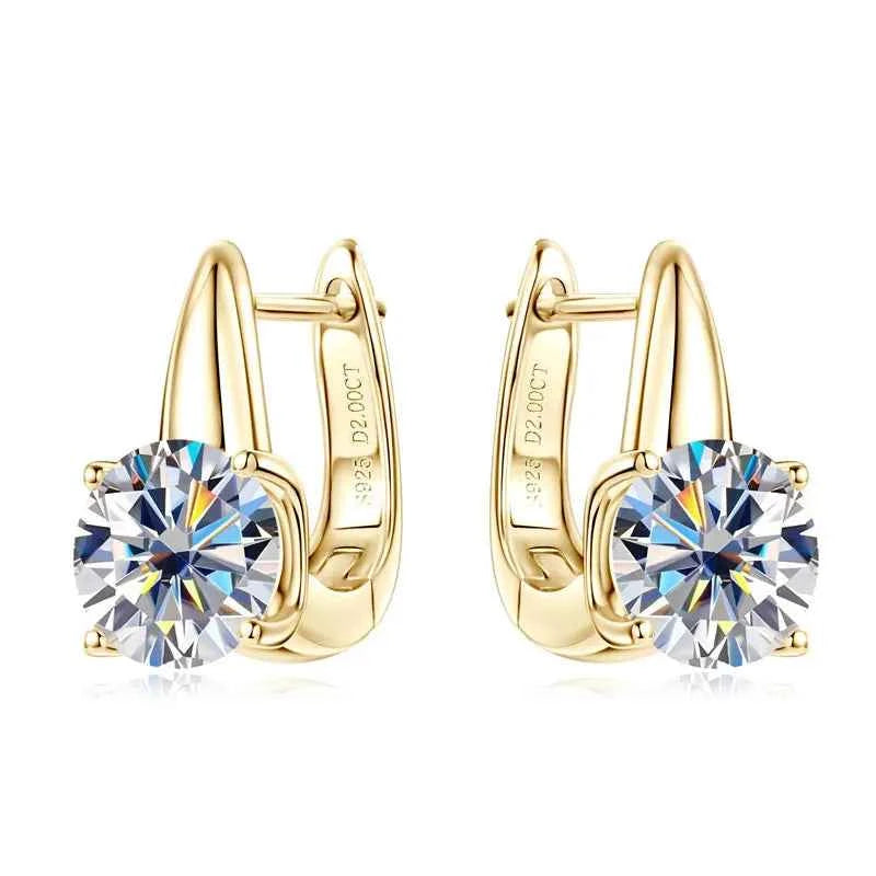 2.0ct 8mm D Color Moissanite U-Shape Hoop Earrings, 925 Sterling Silver Solitaire Design – Melisande