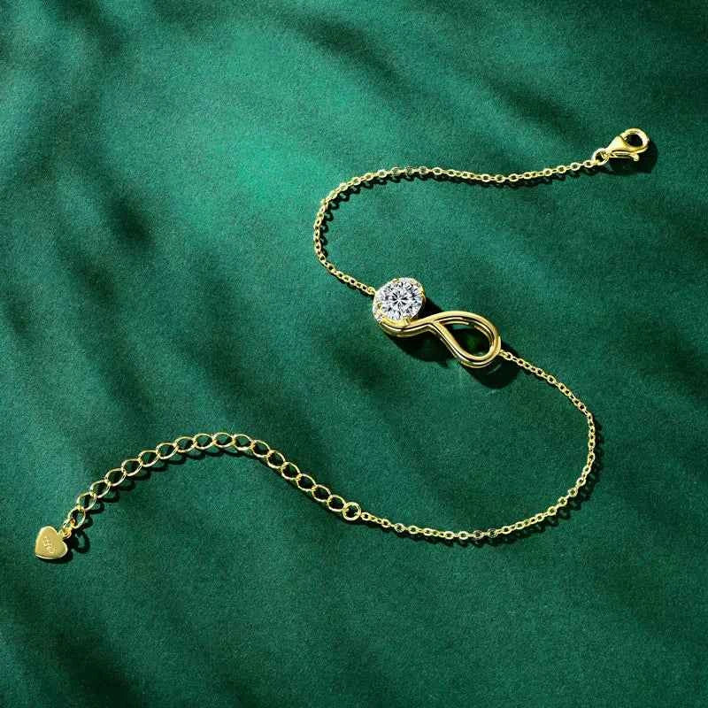 2025 Trendy 6.5mm 1ct D Moissanite Infinite Bracelet for Women Real 925 Silver Certified Lab Diamond Infinity Love Jewelry Gifts