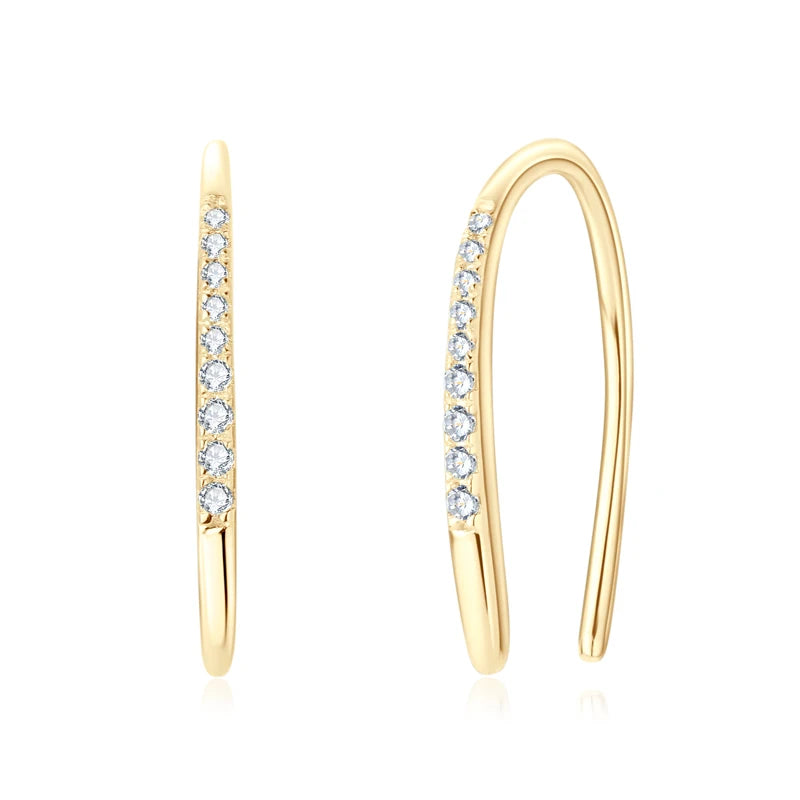 Stylish U-Shaped Moissanite Earrings – 925 Sterling Silver Piercing Hanging Jewelry for Women | Melisande