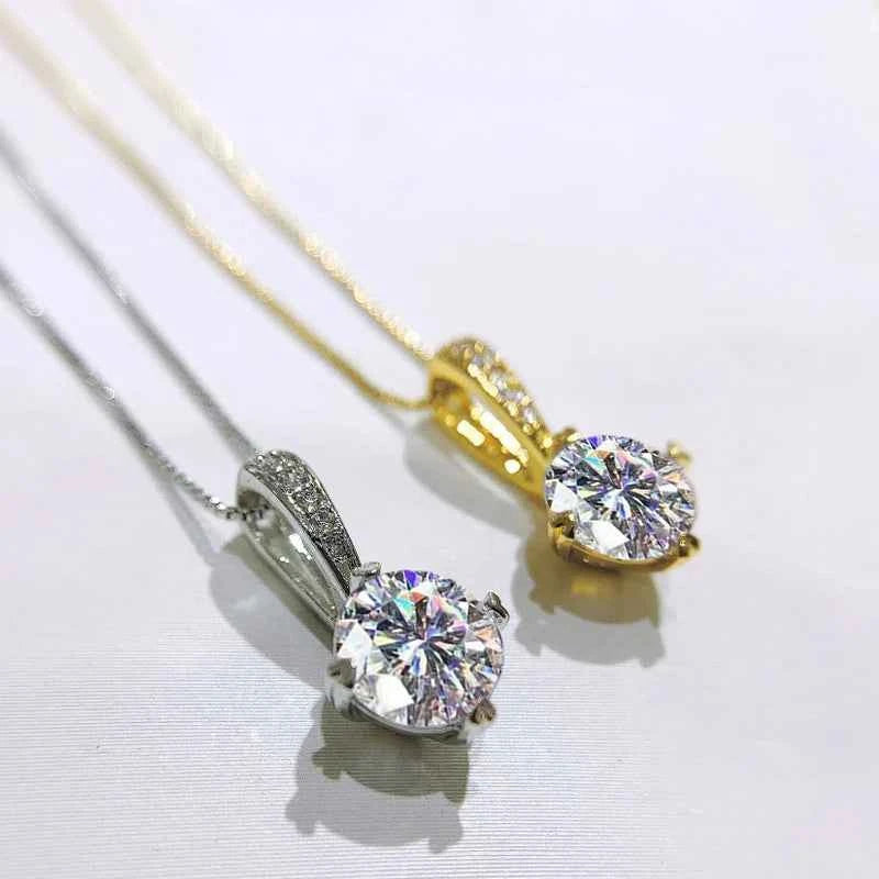Anziw 925 Silver 1Ct D Color Round Moissanite Pendant Necklace with Real Certificate Women's Necklace Jewelry Heart Shaped Claw