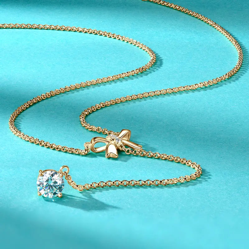 1ct Moissanite Butterfly Necklace – 925 Sterling Silver Y-Shaped Adjustable Pendant Jewelry for Women | Melisande