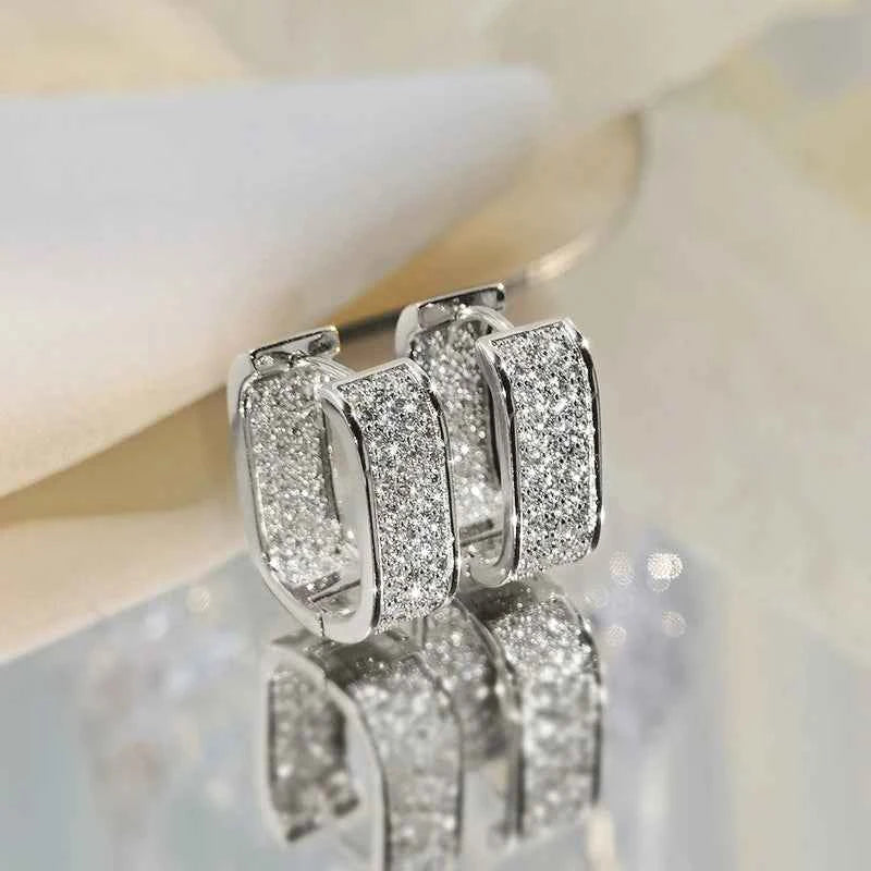 Moissanite Square Hoop Earrings – 925 Sterling Silver Certified Women’s Jewelry | Melisande