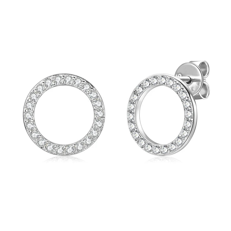 Moissanite Halo Circle Earrings – 925 Sterling Silver 1.3mm Round Studs 2024 Women’s Fine Jewelry | Melisande
