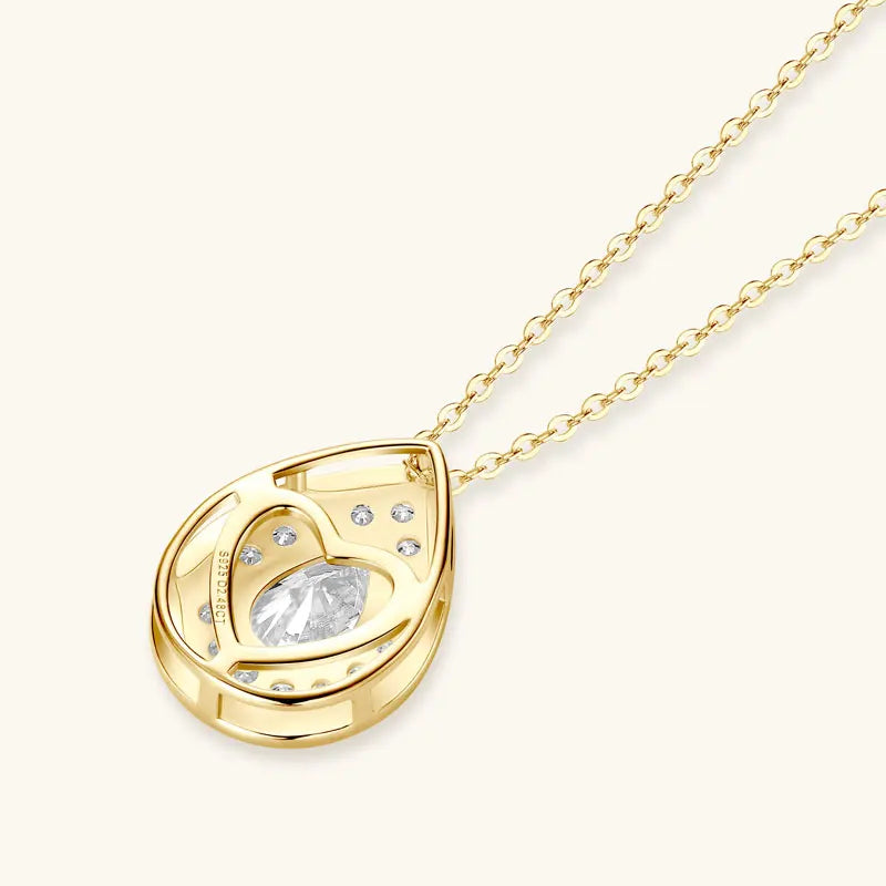D Color Pear-Cut Moissanite Necklace – 925 Sterling Silver Adjustable Waterdrop Pendant (1ct–2ct) Jewelry for Women | Melisande