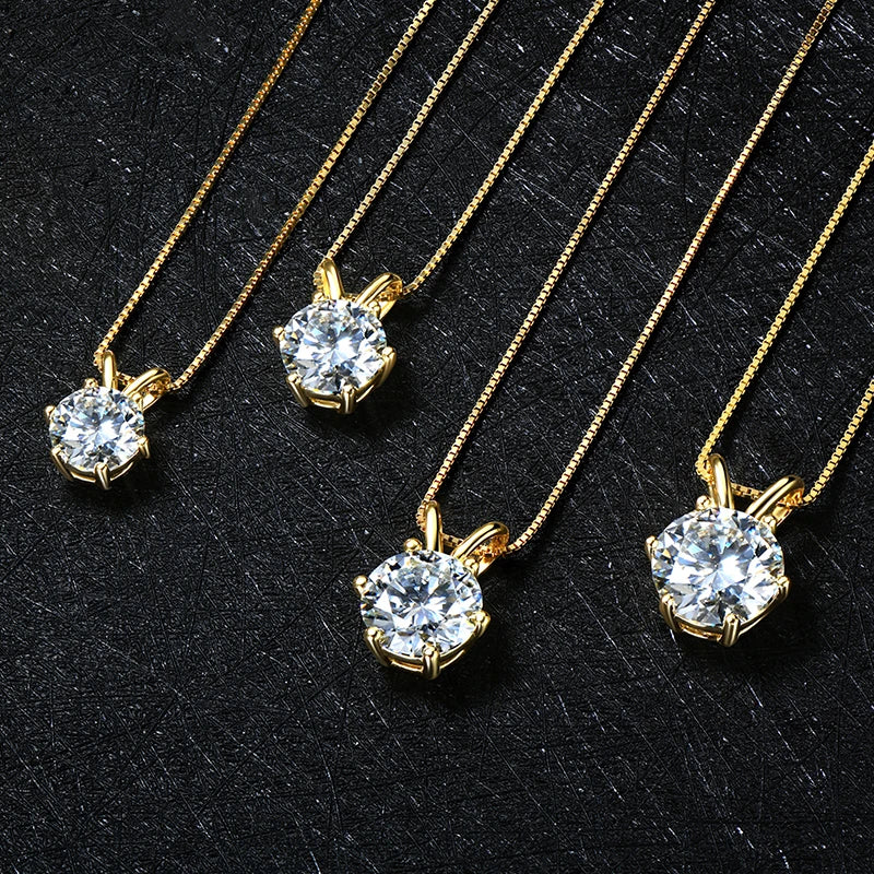 D–E Color Moissanite Solitaire Pendant Necklace, 0.5ct / 1ct / 2ct / 3ct / 4ct / 5ct Options, Real 925 Sterling Silver – Melisande