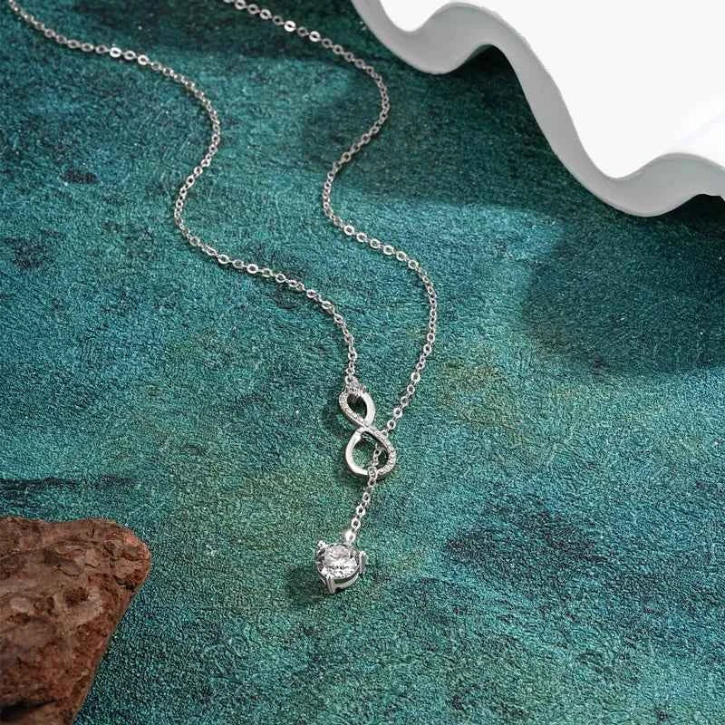 Infinity Necklace – 925 Sterling Silver Y-Shape Pendant 6.5mm D Color Moissanite | Melisande