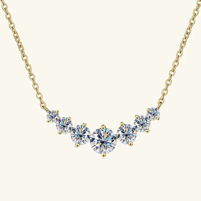 4mm & 3mm Bubble Moissanite Curved Pendant Necklace, 925 Sterling Silver French Collar Design – Women’s Fine Jewelry – Melisande