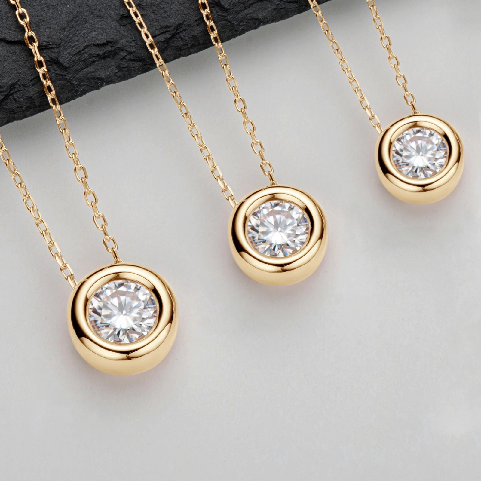 Sparkling D Color Moissanite Pendant Necklace, 1ct / 2ct / 3ct Stones, 925 Sterling Silver Adjustable Chain – Women’s Fine Jewelry – Melisande