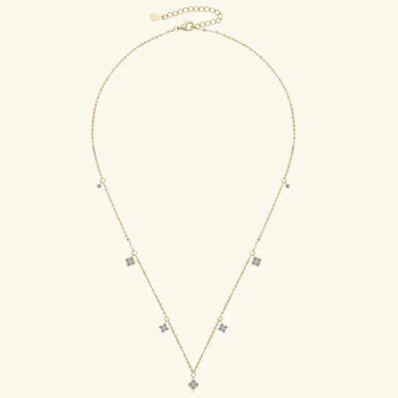 3mm D Color Moissanite Clover Jewelry Set, 925 Sterling Silver Necklace, Earrings & Bracelet (3-in-1 Set) – Melisande