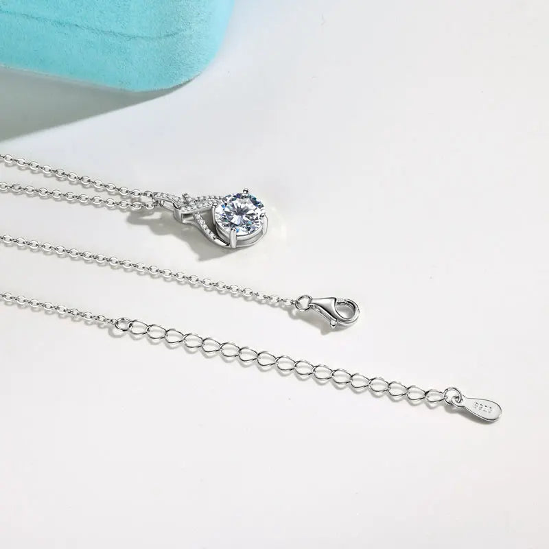 Moissanite Infinity Pendant Necklace – 925 Sterling Silver 2.0ct 8mm Certified Adjustable Chain | Melisande